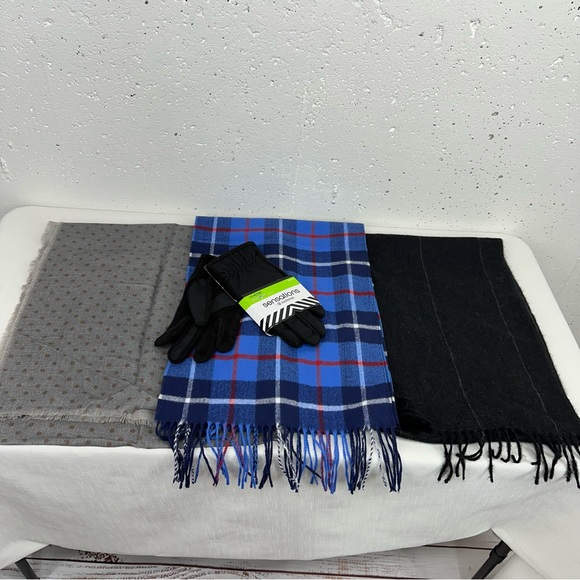 Lot of 3 Men's Scarfs Murano Alpaca Scott Barber Wool Tailored Cashmere Gloves - Picture 1 of 16